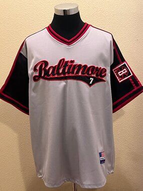 Legendary Classic Baltimore Baseball Jersey Mens XL Gray Black #7 Underdawg